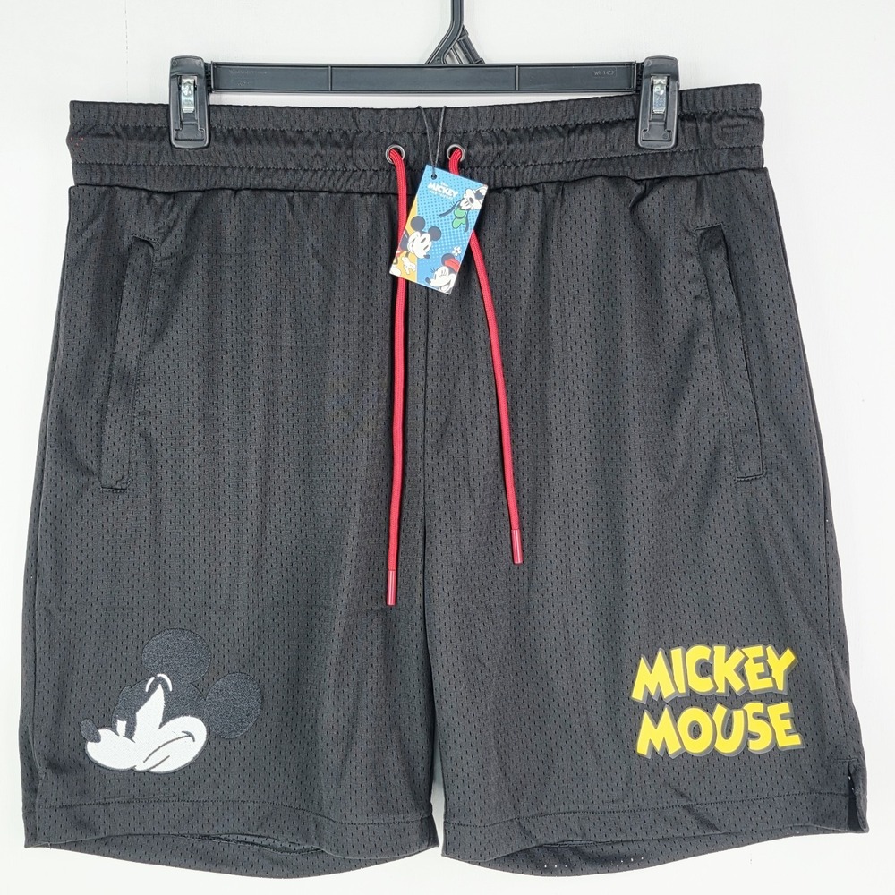 Disney Mickey and Friends x Shoe Palace Men Black Mesh Shorts MAFMS03 NWT